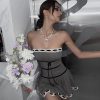 Grey Tube Lace Strap Mini Dress
