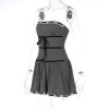 Grey Tube Lace Strap Mini Dress