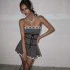 Grey Tube Lace Strap Mini Dress
