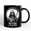Grim Reaper Spooky Portrait Personalized Mug Horror Villain Theme Halloween Gift with Custom Name