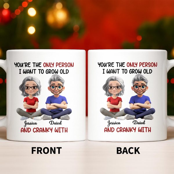 Grow Old And Cranky With, Cartoon Couple - Personalized Custom Coffee Mug - CPL990_MG