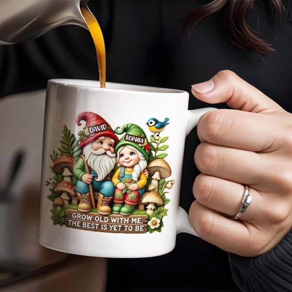 Grow Old With Me Gnome Mug Featuring Birds and Flowers - Personalized Custom Coffee Mug - CPL176_MG