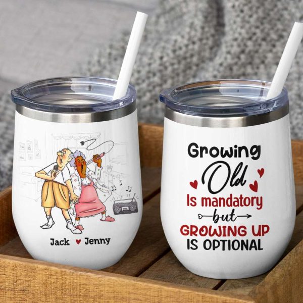 Grow Up Is Optional - Personalized Couple Mug - Gift For Funny Old Couple