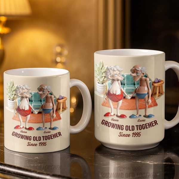 Growing Old Together, Elderly Couple Design - Personalized Custom Coffee Mug - CPL1269_MG