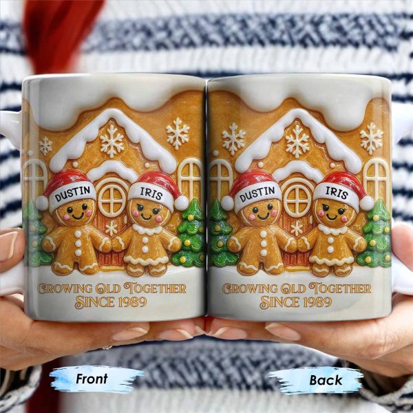 Growing Old Together Gingerbread Couple Design - Personalized Custom Coffee Mug - CPL1001_MG