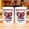 Growing Old Together Hearts and Cartoon Couple Design - Personalized Custom Coffee Mug - CPL996_MG