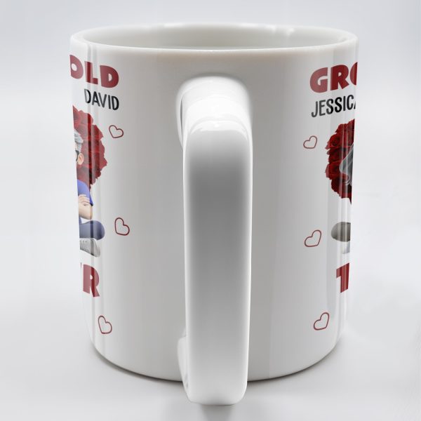 Growing Old Together Hearts and Cartoon Couple Design - Personalized Custom Coffee Mug - CPL996_MG