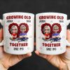 Growing Old Together Hearts and Cartoon Couple Design - Personalized Custom Coffee Mug - CPL996_MG