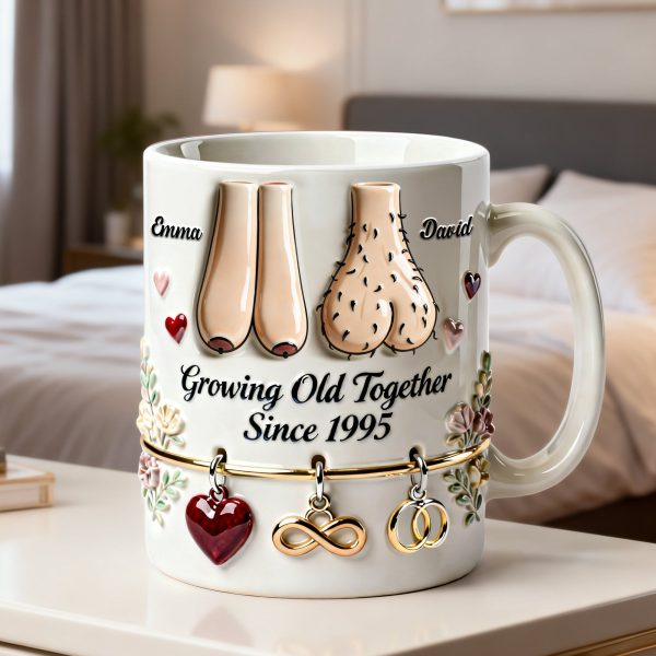 Growing Old Together Since - Personalized Ceramic Mug - Funny Gift For Couples NL122