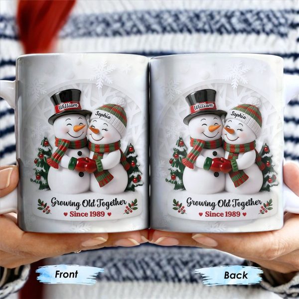 Growing Old Together Snowmen Christmas Design - Personalized Custom Coffee Mug - CPL997_MG