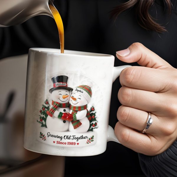 Growing Old Together Snowmen Christmas Design - Personalized Custom Coffee Mug - CPL997_MG