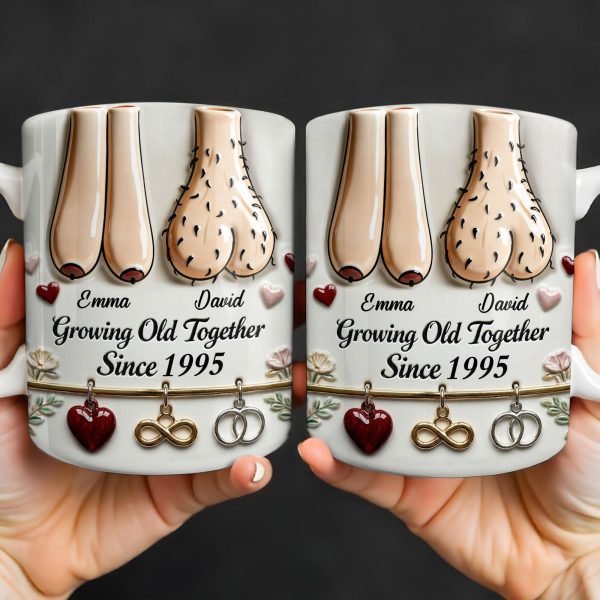 Growing Old Together With Hearts And Symbols - Personalized Custom Coffee Mug - CPL1317_MG