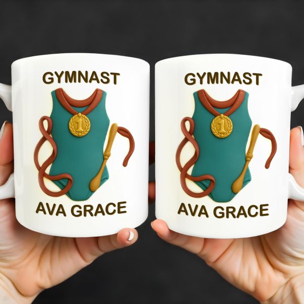 Gymnast, Leotard, Medal, and Ribbon - Personalized Custom Coffee Mug - GRAD300_MG