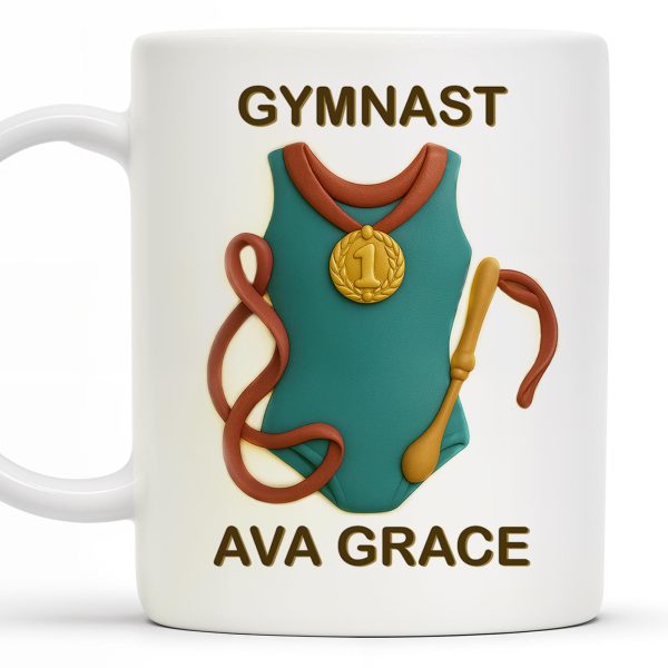 Gymnast, Leotard, Medal, and Ribbon - Personalized Custom Coffee Mug - GRAD300_MG