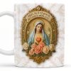 Hail Full Of Grace The Lord Is With You Virgin Mary And Roses - Personalized Custom Coffee Mug - FTH099_MG