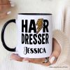 Hairdresser Leopard Lightning Pesonalized Mug, Retro Stylist Gift with Custom Name