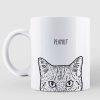 Half Face Simple Cat Head Outline Name Personalized Mug