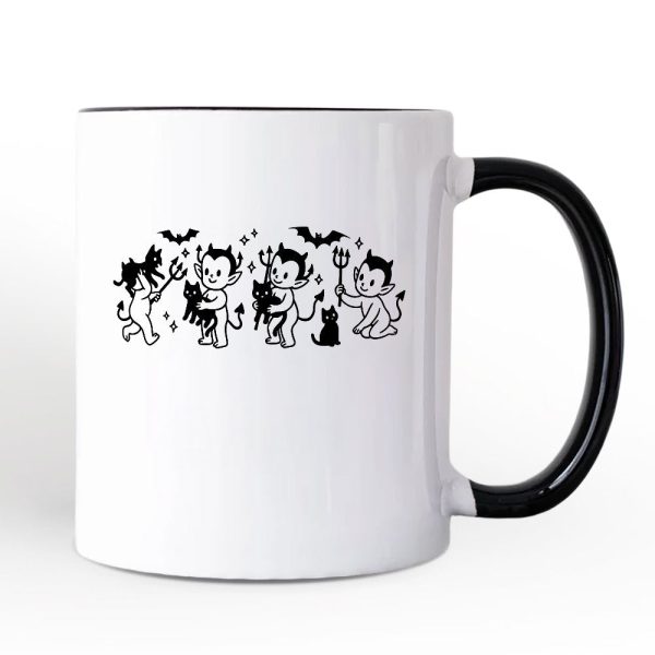 Halloween Devils and Cats Personalized Mug, Spooky Season Gift with Custom Name