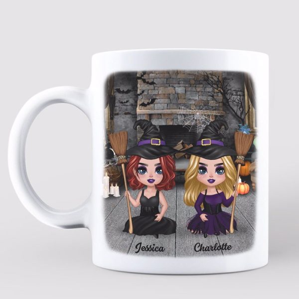 Halloween Doll Besties Best Friends Sisters Sitting Personalized Mug