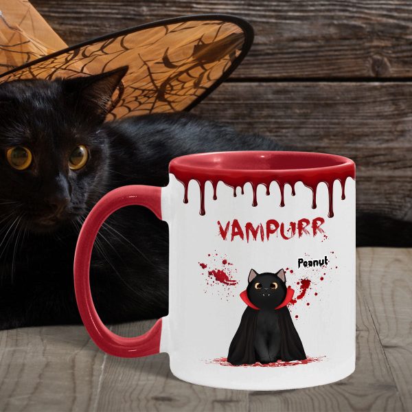 Halloween Spooky Fluffy Cat Sitting Gift For Cat Lover Personalized Mug