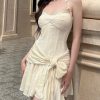 Halter Bow Front Tie A-line Mini Dress