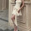 Halter Bow Front Tie A-line Mini Dress