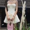 Halter Bow Front Tie A-line Mini Dress