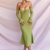 Halter Off Shoulder Long Sleeve Midi Dresses
