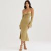 Halter Off Shoulder Long Sleeve Midi Dresses