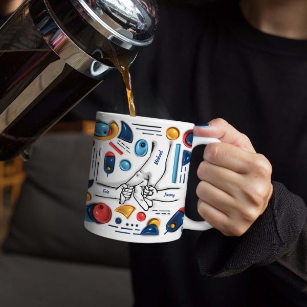 Hand In Hand, I Will Always Protect You - Gift For Dad, Grandpa - 3D Inflated Effect Printed Mug, Personalized White Edge-to-Edge Mug