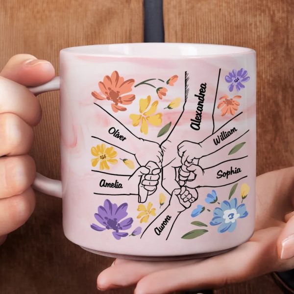 Hand In Hand Will Always Protect You Mom Nana - Personalized Marble Mug