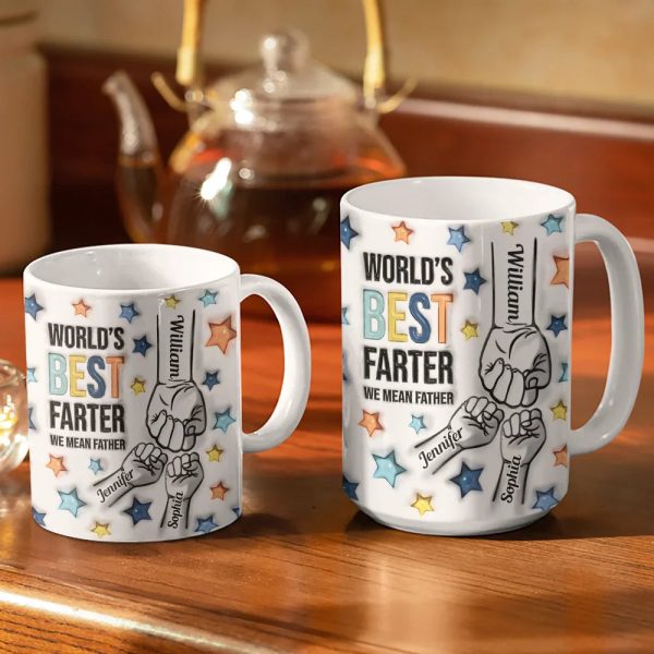 Hand Punch Best Farter I Mean Father - 3D Inflated Effect Printed Mug, Personalized White Edge-to-Edge Mug