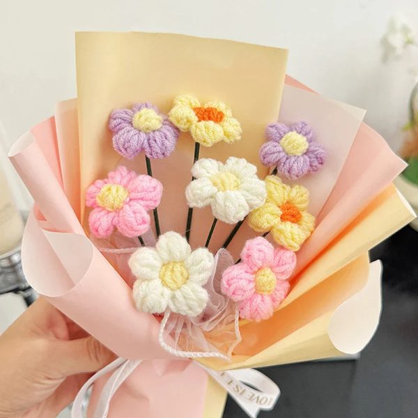 Hand-Woven Rose Flower Bouquet Artificial Flowers for Birthday and Valentine's Day
