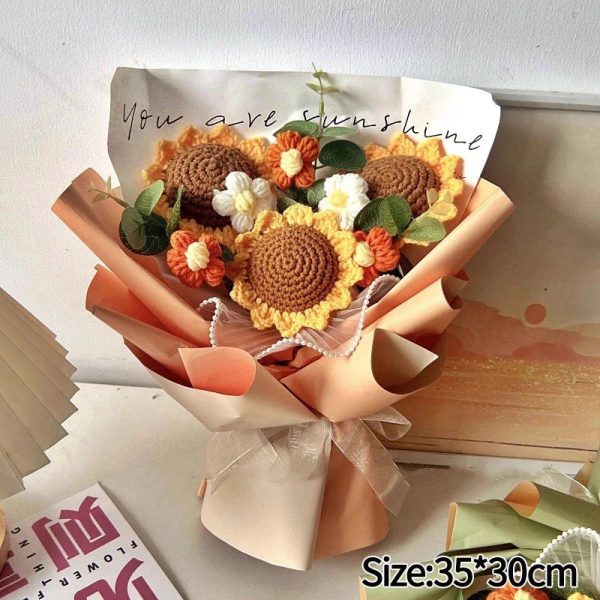 Hand-Woven Rose Flower Bouquet Artificial Flowers for Birthday and Valentine's Day