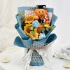 Handmade Crochet Flower Bouquet with Sunflower, Rose, and Bear – Gift for Graduation, Birthday, or Christmas