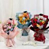 Handmade Crochet Flower Bouquet with Sunflower, Rose, and Bear – Gift for Graduation, Birthday, or Christmas