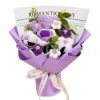 Handmade Crochet Pink and Purple Rose Bouquet Knitted Artificial Flowers Gift for Girlfriend
