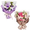 Handmade Crochet Pink and Purple Rose Bouquet Knitted Artificial Flowers Gift for Girlfriend