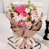 Handmade Crochet Pink and Purple Rose Bouquet Knitted Artificial Flowers Gift for Girlfriend