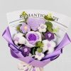 Handmade Crochet Pink and Purple Rose Bouquet Knitted Artificial Flowers Gift for Girlfriend
