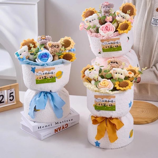 Handmade Crochet Rose and Sunflower Bouquet for Special Occasions