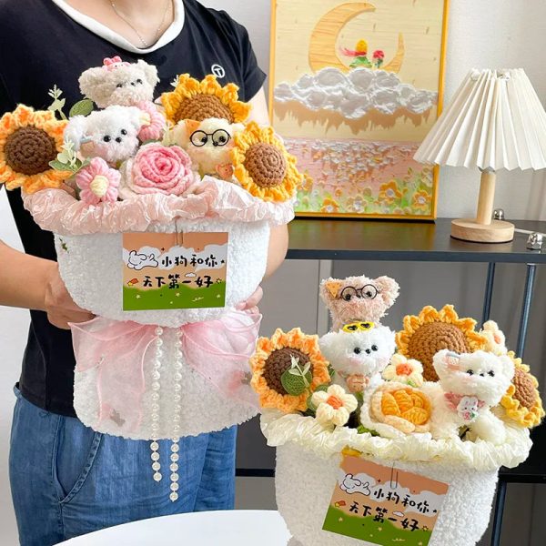 Handmade Crochet Rose and Sunflower Bouquet for Special Occasions