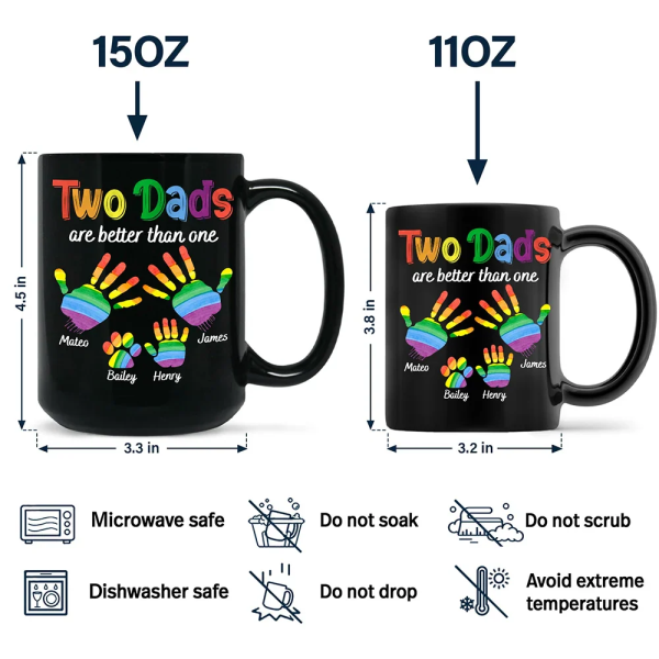 Handprints Two Are Better Than One - Personalized Black Mug