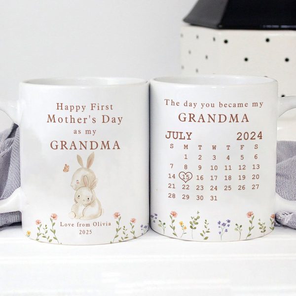 Happy 1st Mother's Day As My Grandma Nana Mommy Calendar Keepsake Personalized Mug