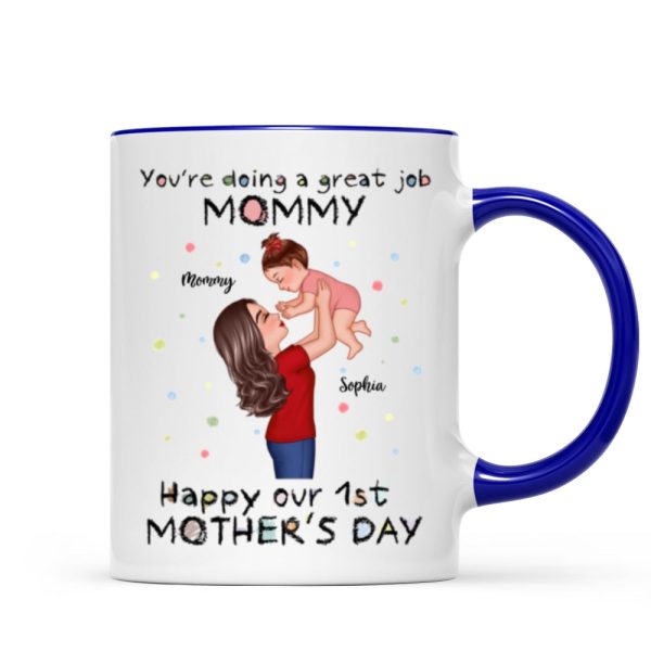 Happy 1st Mother's Day Mom And Kids Personalized Mug, Gift For Mom