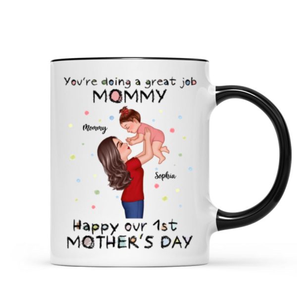 Happy 1st Mother's Day Mom And Kids Personalized Mug, Gift For Mom