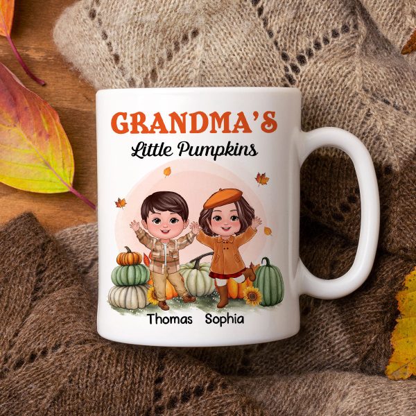 Happy Doll Kids Grandma Mom Fall Season Personalized Mug