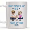 Happy Father's Day As A Family Of Three, Hearts And Family Design - Personalized Custom Coffee Mug - DAD107_MG