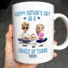 Happy Father's Day As A Family Of Three, Hearts And Family Design - Personalized Custom Coffee Mug - DAD107_MG