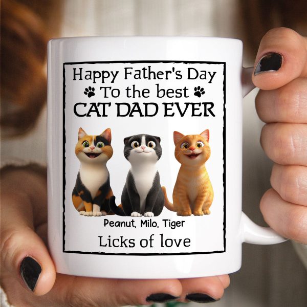 Happy Father's Day Best Cat Dad Cartoon Funny Style Cats Personalized Mug